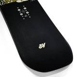 K2 Afterblack snowboard features a black base with subtle graphics.