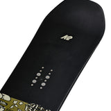 K2 Afterblack snowboard features a black base with colorful graphics and a distinctive design.
