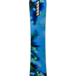 K2 Alchemist snowboard features a vibrant blue and green swirl design.