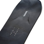 K2 Alchemist snowboard 2025 features a black base with white and blue graphics.