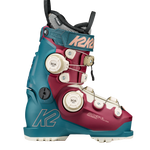 Teal and maroon K2 ski boot with three BOA dials and chunky outsole