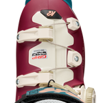 Maroon and cream K2 ski boot shell with front buckles and BOA dial system
