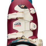 Maroon and cream K2 ski boot shell with front buckles and BOA dial system