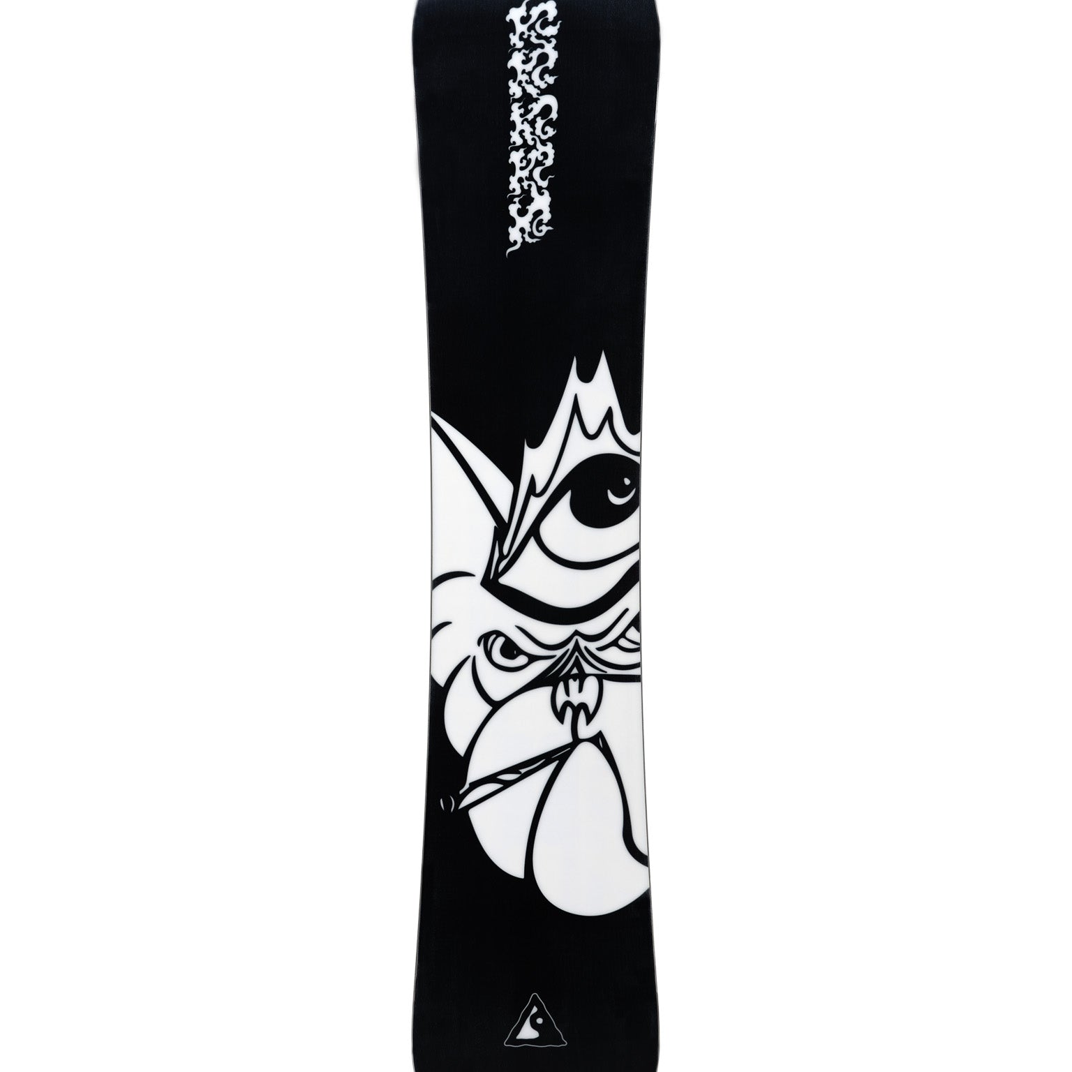 K2 x Gabe Ferguson Antidote snowboard, 2025, features a striking black and white graphic design.