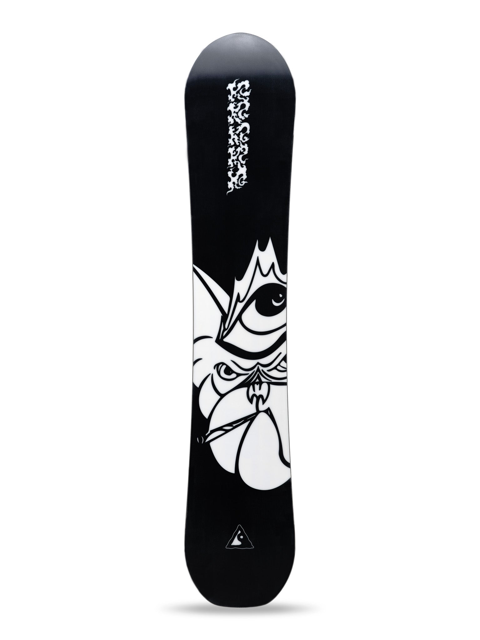 K2 x Gabe Ferguson Antidote snowboard, 2025, features a striking black and white graphic design.