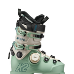 Mint ski boot with BOA dial and K2 BFC buckles, shown from side angle.