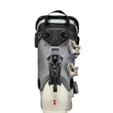 Women's ski boots, back view, with BOA dial, molded shell and padded cuff