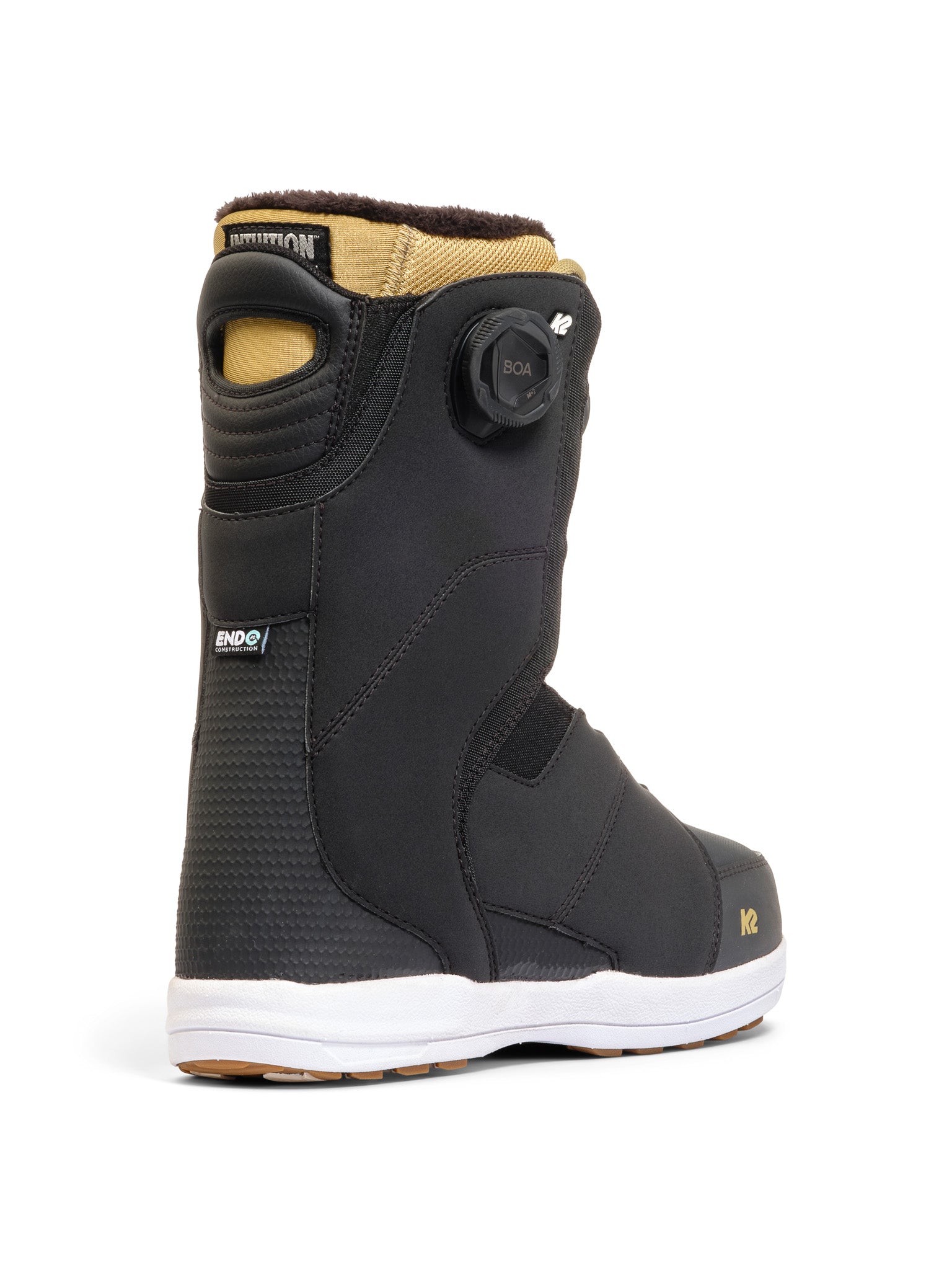 Black K2 Contour snowboard boot features a gray sole and BOA lacing system.
