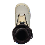 K2 Women's Contour 2025 snowboard boot features a white shell with blue and black accents.