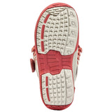 K2 Cosmo snowboard boot sole, white and red, features a textured tread pattern.