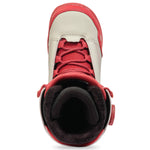 K2 Cosmo snowboard boot, a white and red design with black accents.