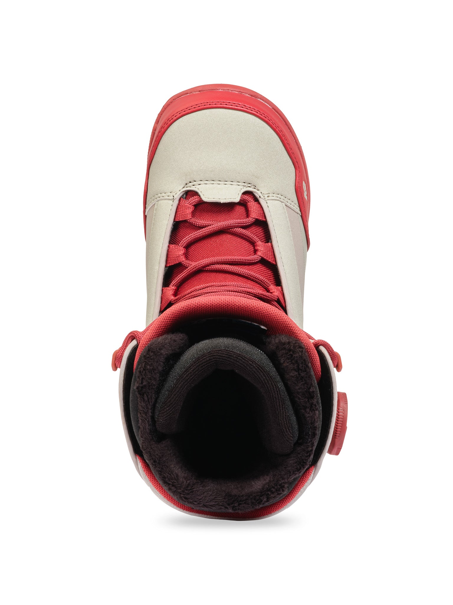 K2 Cosmo snowboard boot, a white and red design with black accents.