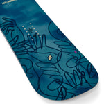 K2 Dreamsicle snowboard features a blue and white graphic design.