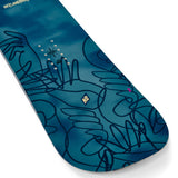 K2 Dreamsicle snowboard features a blue and white graphic design.
