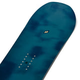 K2 Dreamsicle snowboard features a blue and white graphic design.