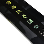 K2 Embassy 2025 snowboard features a black and white graphic design.