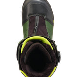 Black and green K2 Evasion snowboard boot with adjustable straps and textured accents.