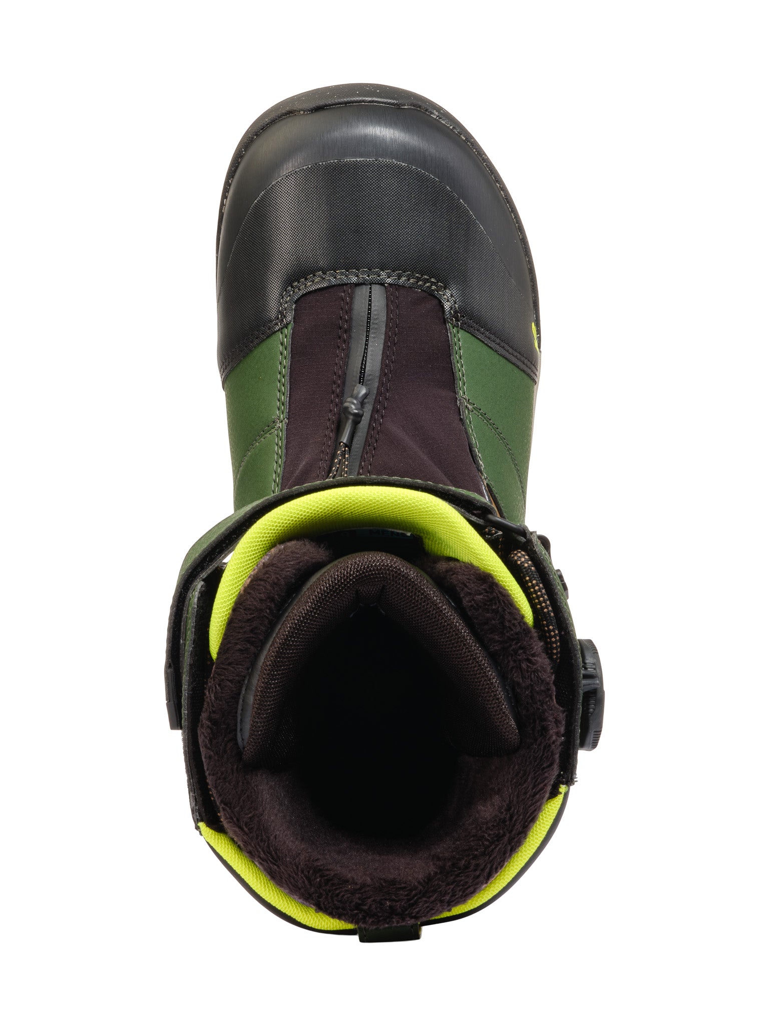 Black and green K2 Evasion snowboard boot with adjustable straps and textured accents.
