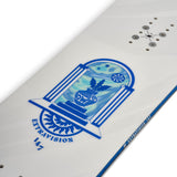 K2 Extravision snowboard features a blue and white graphic design.
