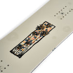 K2 Women's First Lite 2025 snowboard features a floral design on a white background.