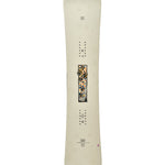 K2 Women's First Lite snowboard, 2025 model, features a white base with floral graphics and purple accents.