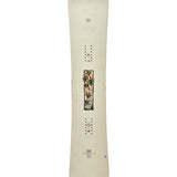 K2 Women's First Lite snowboard, 2025 model, features a white base with floral graphics and purple accents.