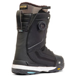 K2 Format snowboard boot features a black and white design with Vibram sole.