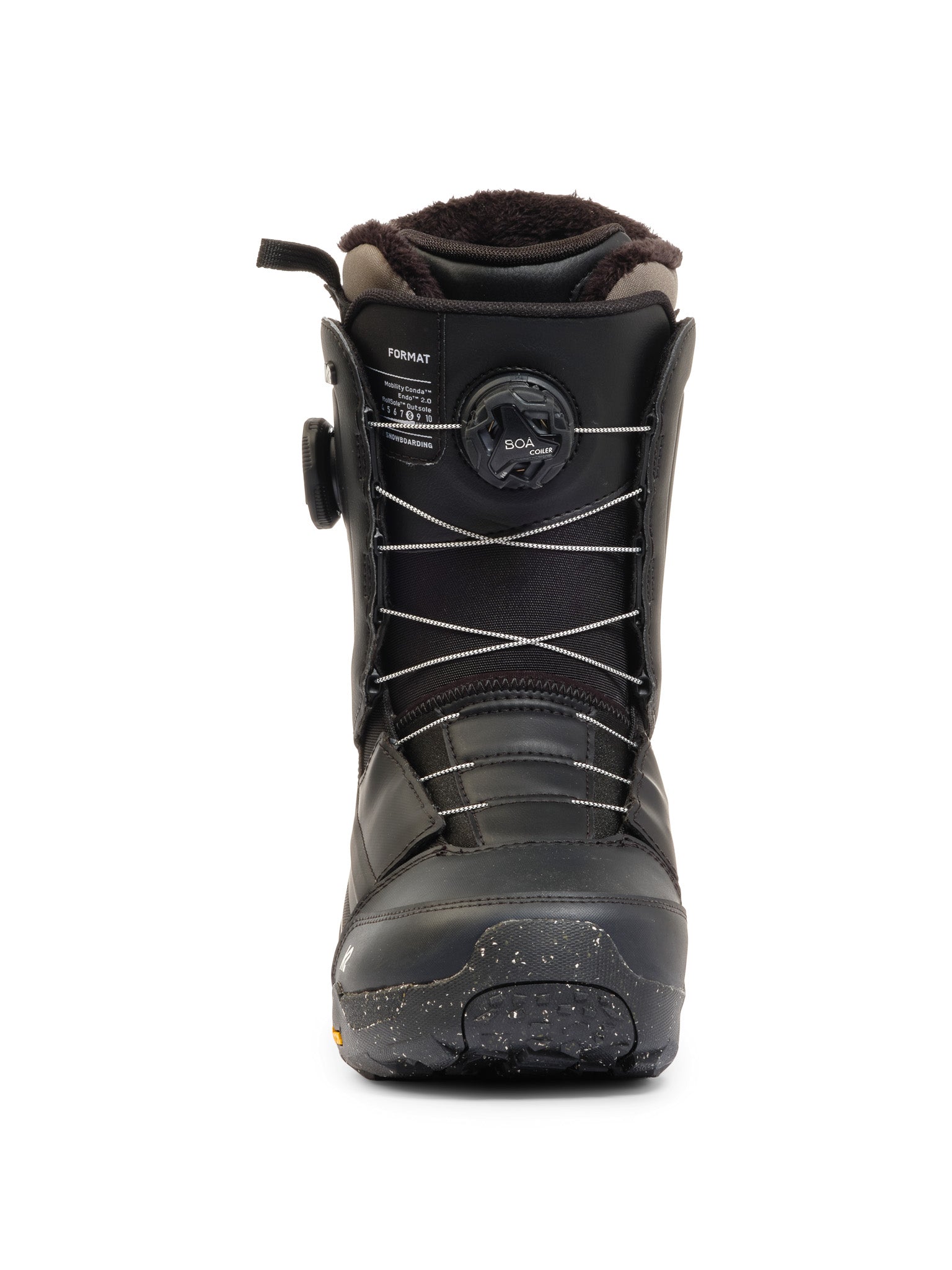 K2 Women's Format snowboard boot, black and orange design with BOA lacing system.