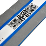 K2 Geometric snowboard, 2025 model, features a white base with blue and black graphic details.
