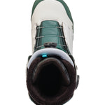 K2 Hanford 2025 snowboard boot, green and white colorway with black accents.
