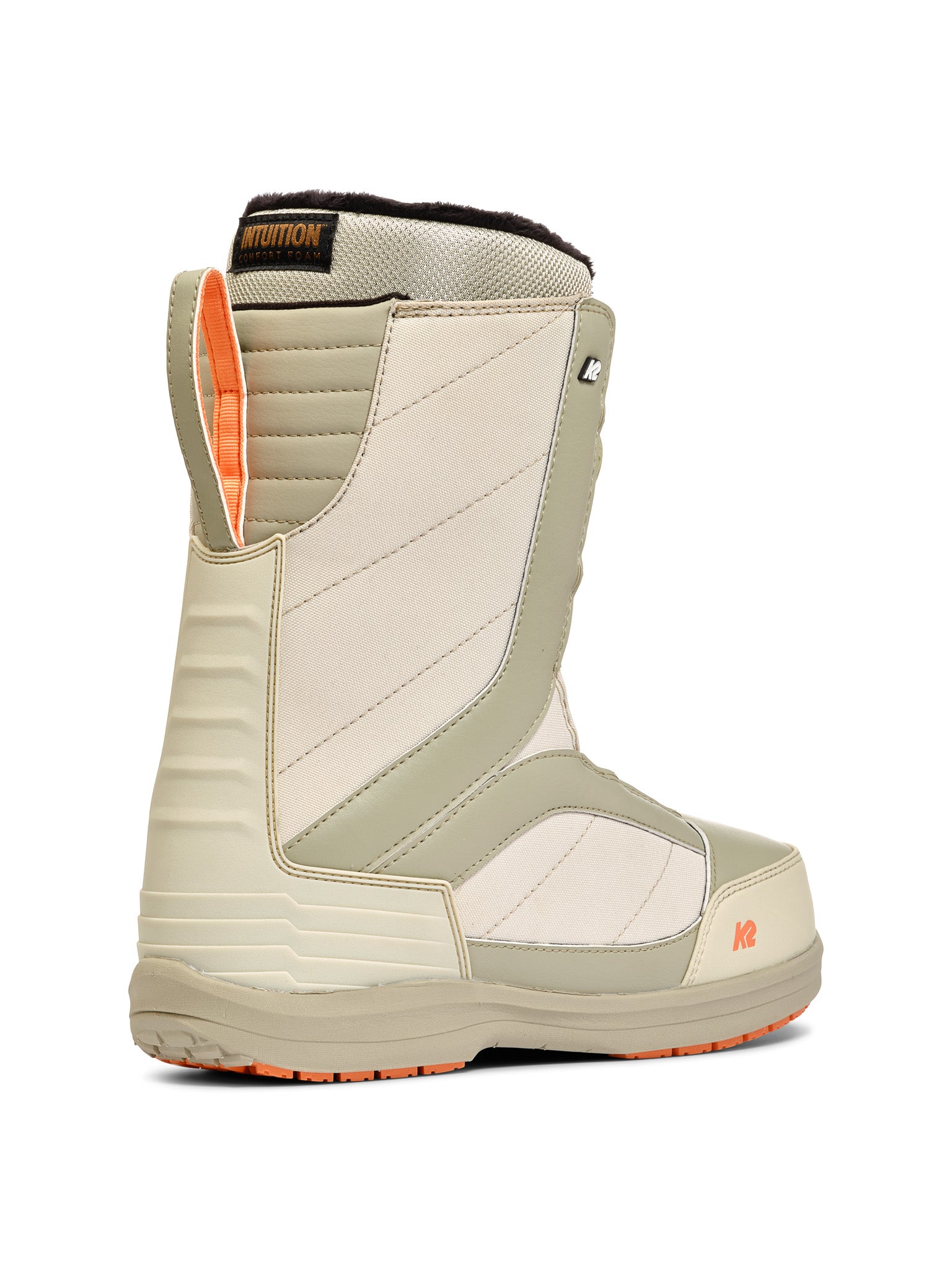 K2 Haven snowboard boot features a gray and orange color scheme with a textured design.