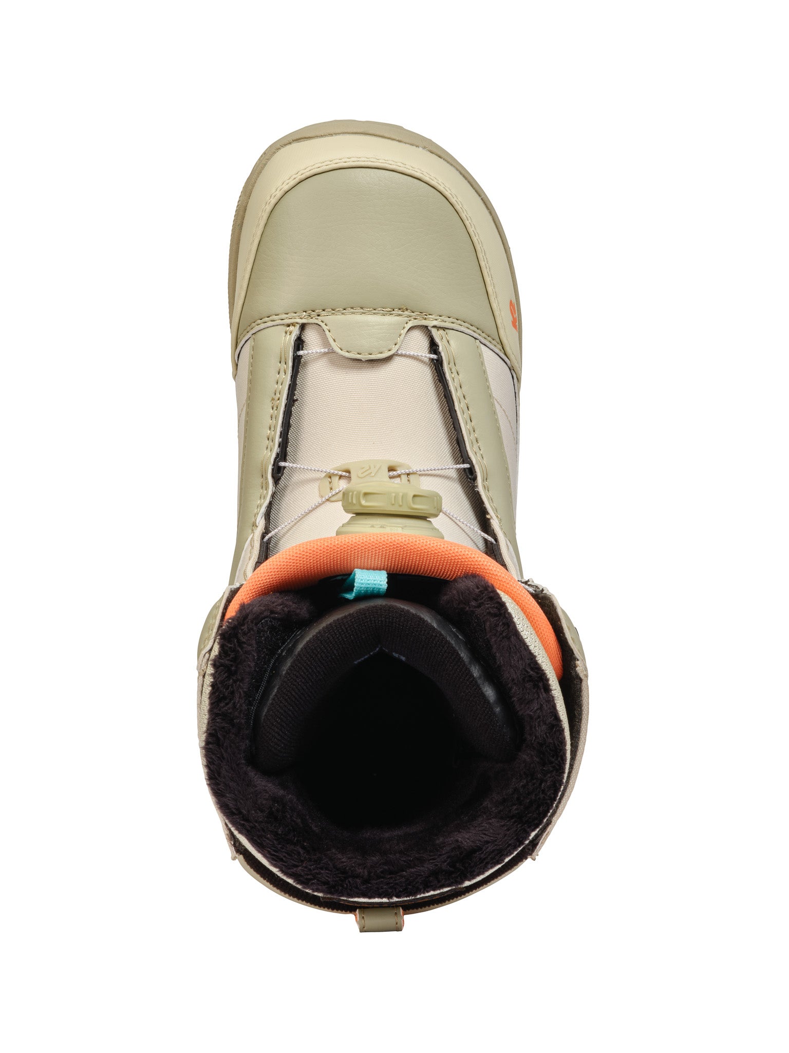 K2 Women's Haven snowboard boot, 2025 model, features a beige color with orange and teal accents.
