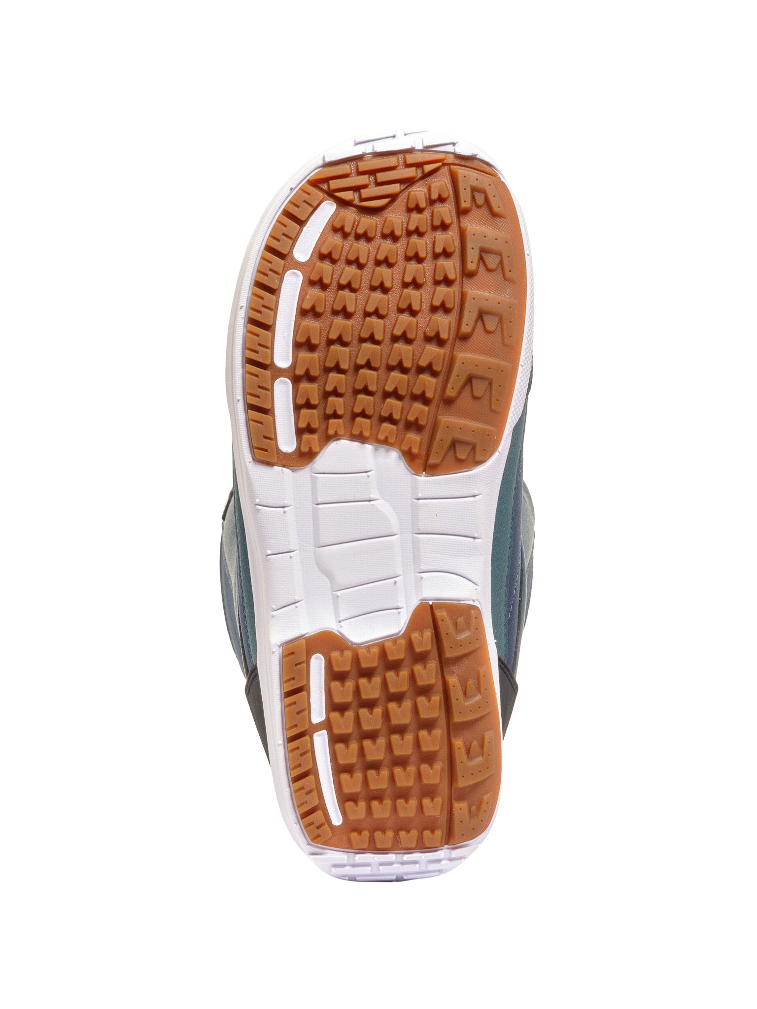 K2 Haven 2025 women's snowboard boot features a green upper with a brown heel and white sole.