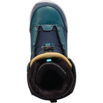 Blue K2 Haven snowboard boot features a distinctive design with a white sole and orange accents.