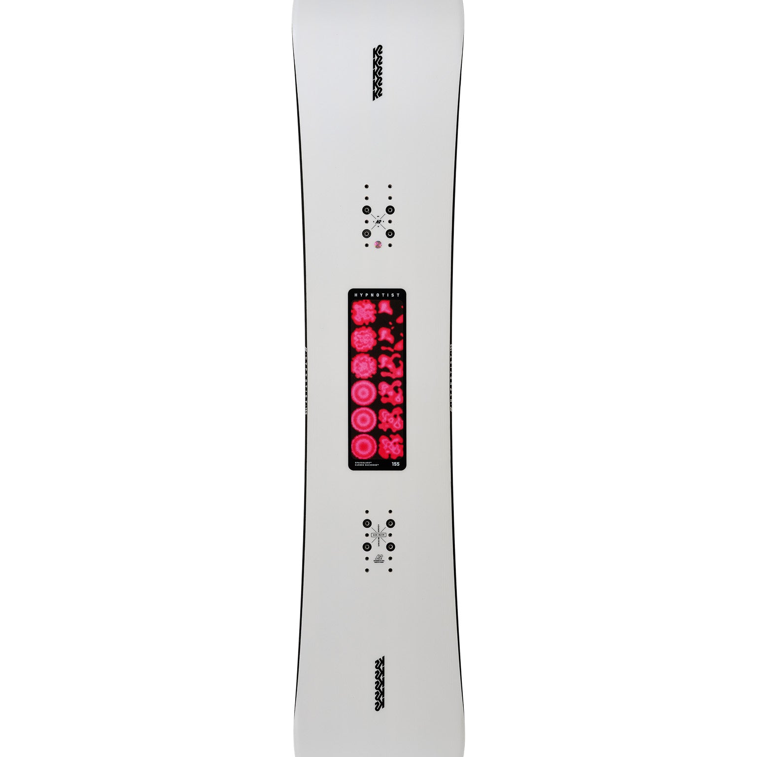 K2 Hypnotist Snowboard 2025 - White/Black/Pink Angle1