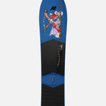 LIMITED EDITION: K2 x Brain Dead Tree Splitter Snowboard 2025 - A blue snowboard with a cartoon graphic of a man in red and purple clothing, holding a tree trunk.