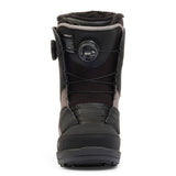 K2 Kinsley 2025 women's snowboard boot features a black and gray colorway with Boa lacing.