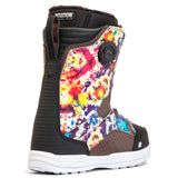 Vibrant K2 Kinsley snowboard boot features a multi-color tie-dye design with BOA lacing.