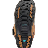 K2 Women's Kinsley snowboard boot, 2025 model, features a brown upper with black sole and distinctive tread pattern.