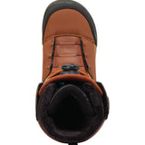 K2 Women's Kinsley snowboard boot features a brown upper with black accents and a lace-up closure.