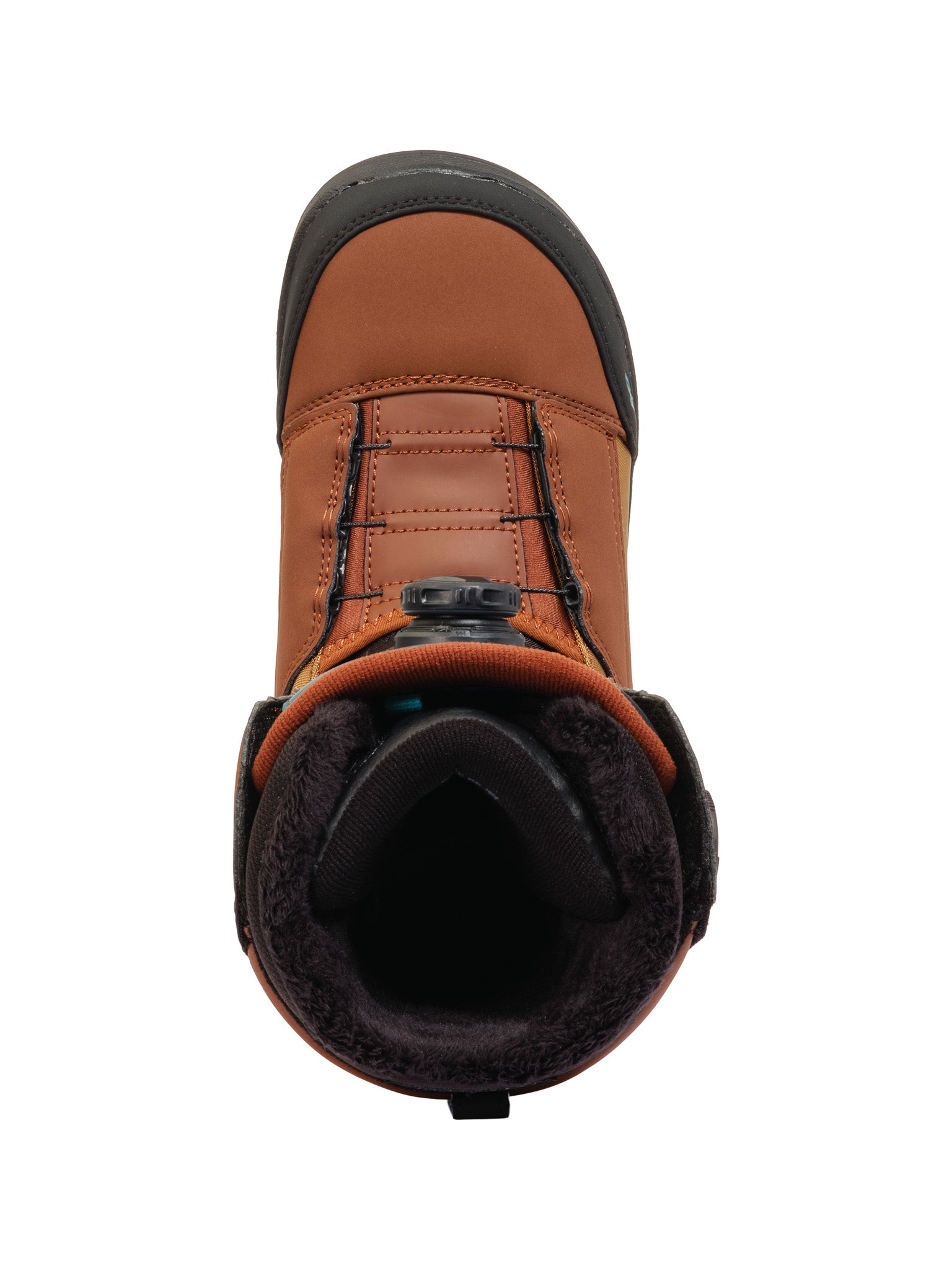 K2 Women's Kinsley snowboard boot features a brown upper with black accents and a lace-up closure.