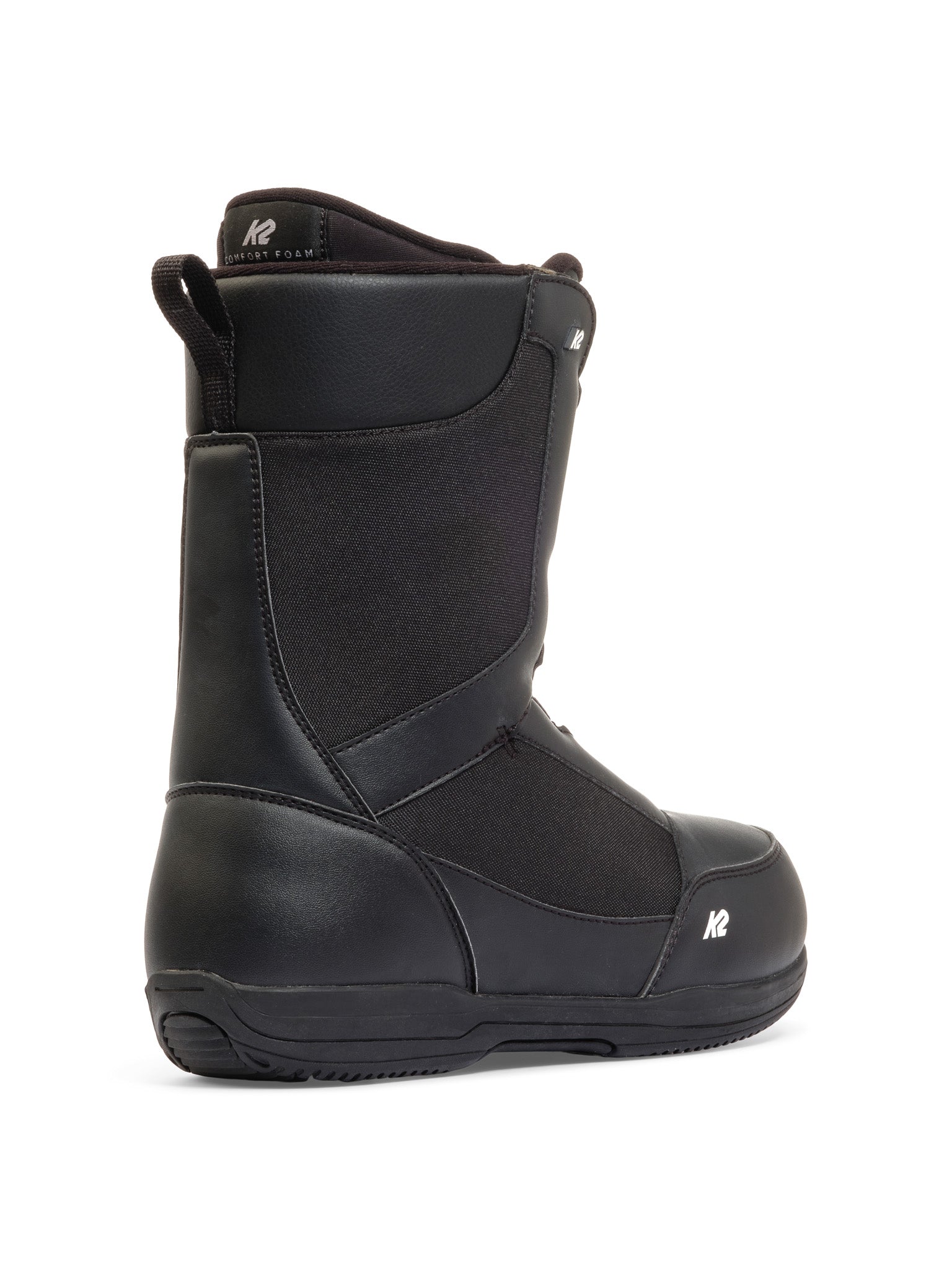 Black K2 Market snowboard boot features a streamlined design and subtle branding.