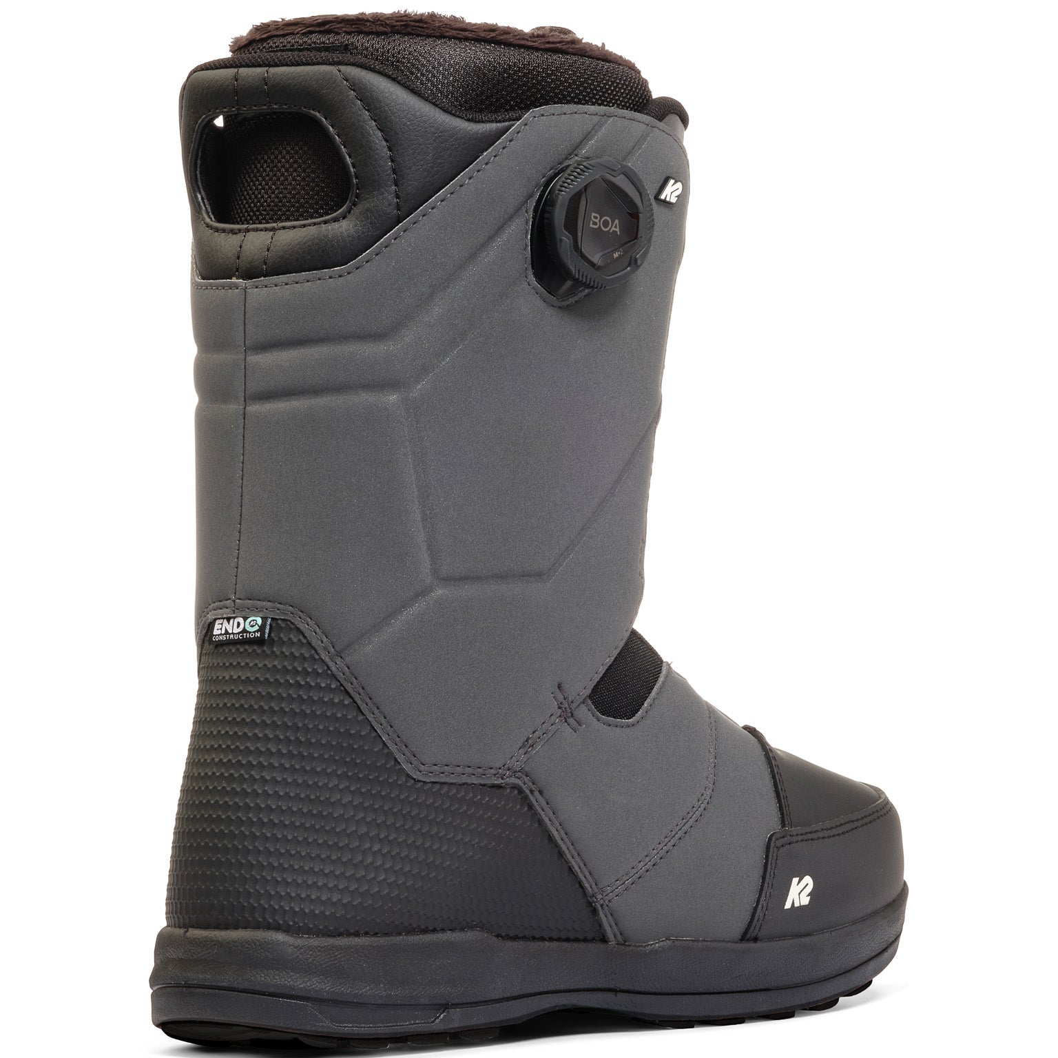 Black K2 Maysis snowboard boots feature a BOA lacing system and textured detailing.