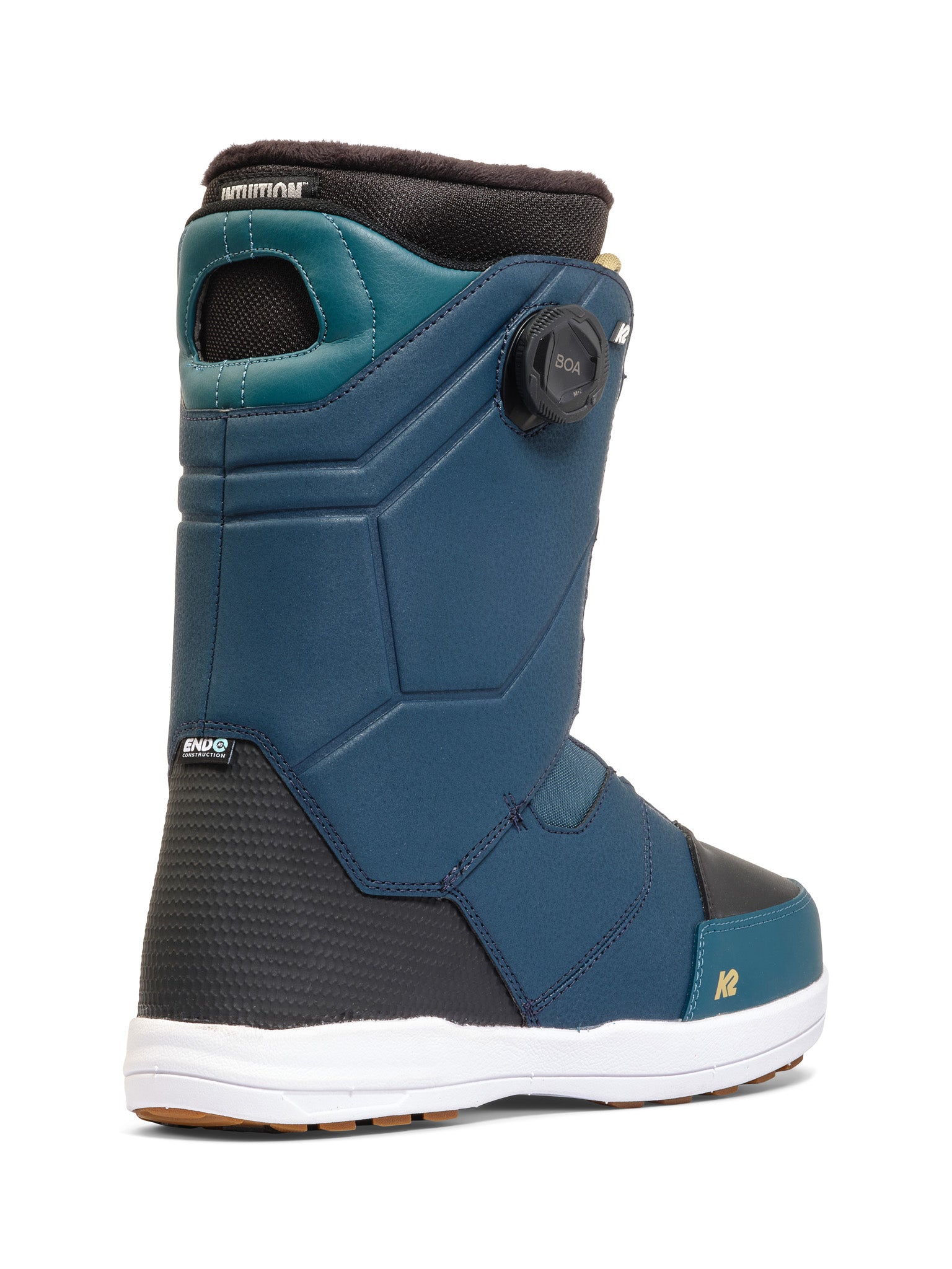 K2 Maysis snowboard boots feature a dark blue and black color scheme with BOA lacing.