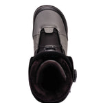 Black K2 Maysis snowboard boots feature a dark gray lace-up closure and textured sole.