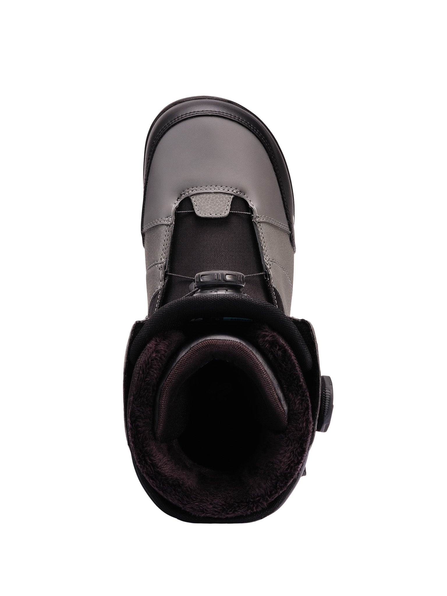 Black K2 Maysis snowboard boots feature a dark gray lace-up closure and textured sole.