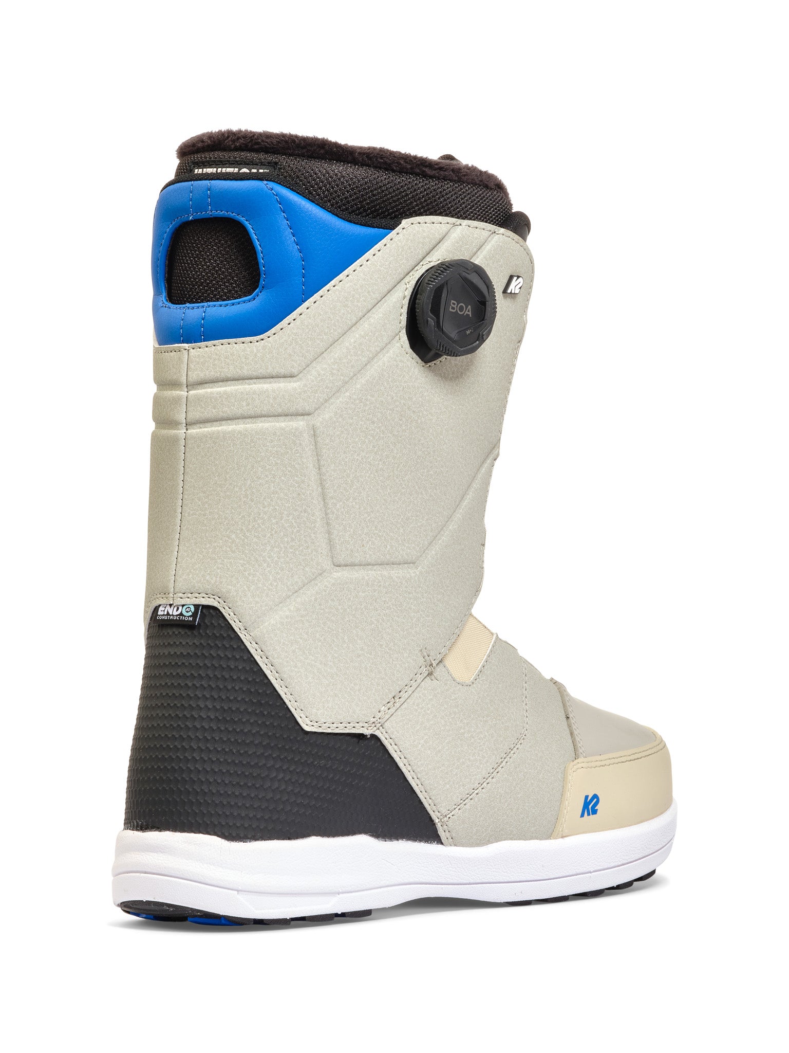 K2 Maysis snowboard boots feature a gray and blue color scheme with a visible BOA lacing system.