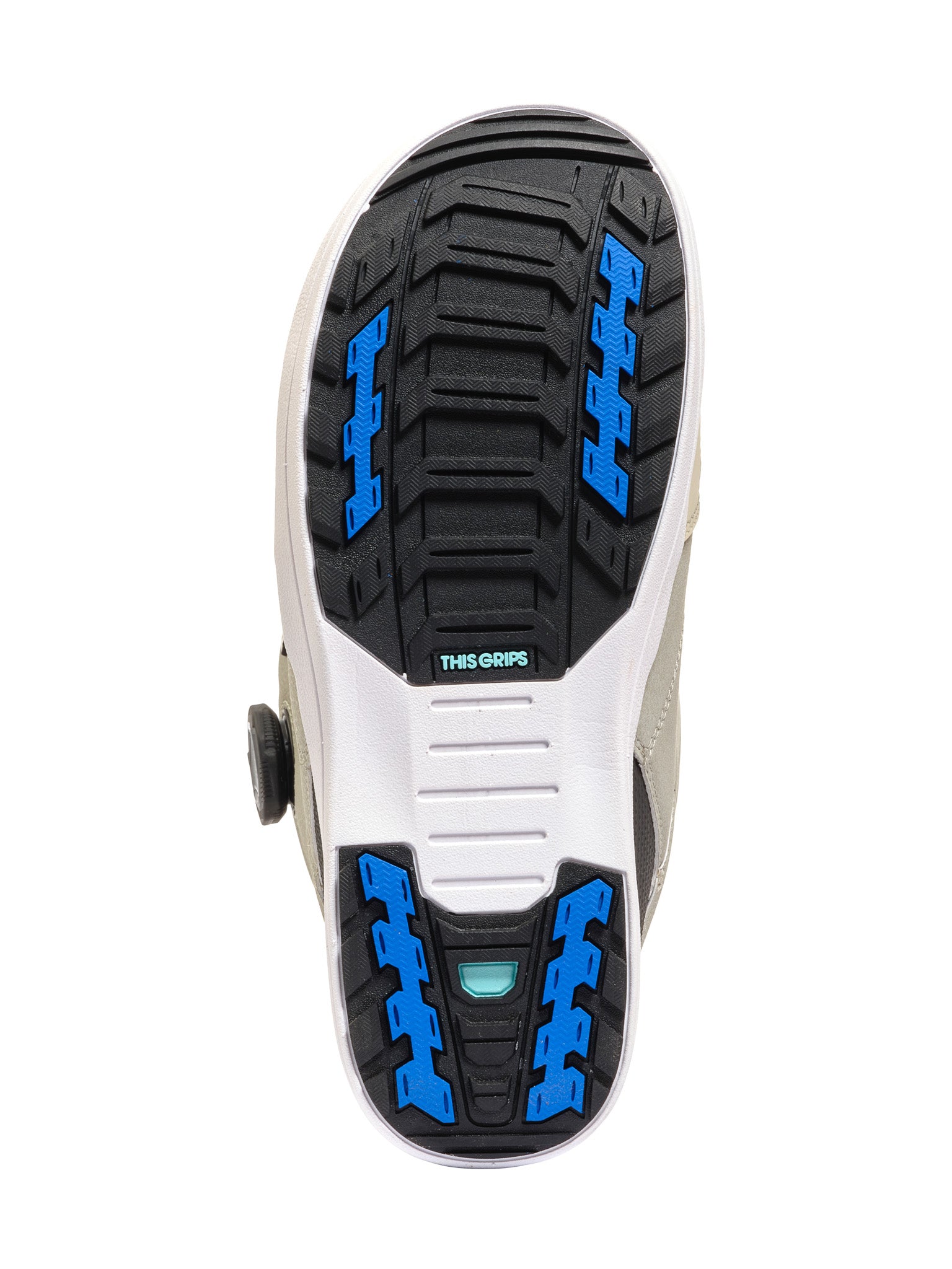K2 Maysis 2025 snowboard boots feature a gray and blue color scheme with a black sole.