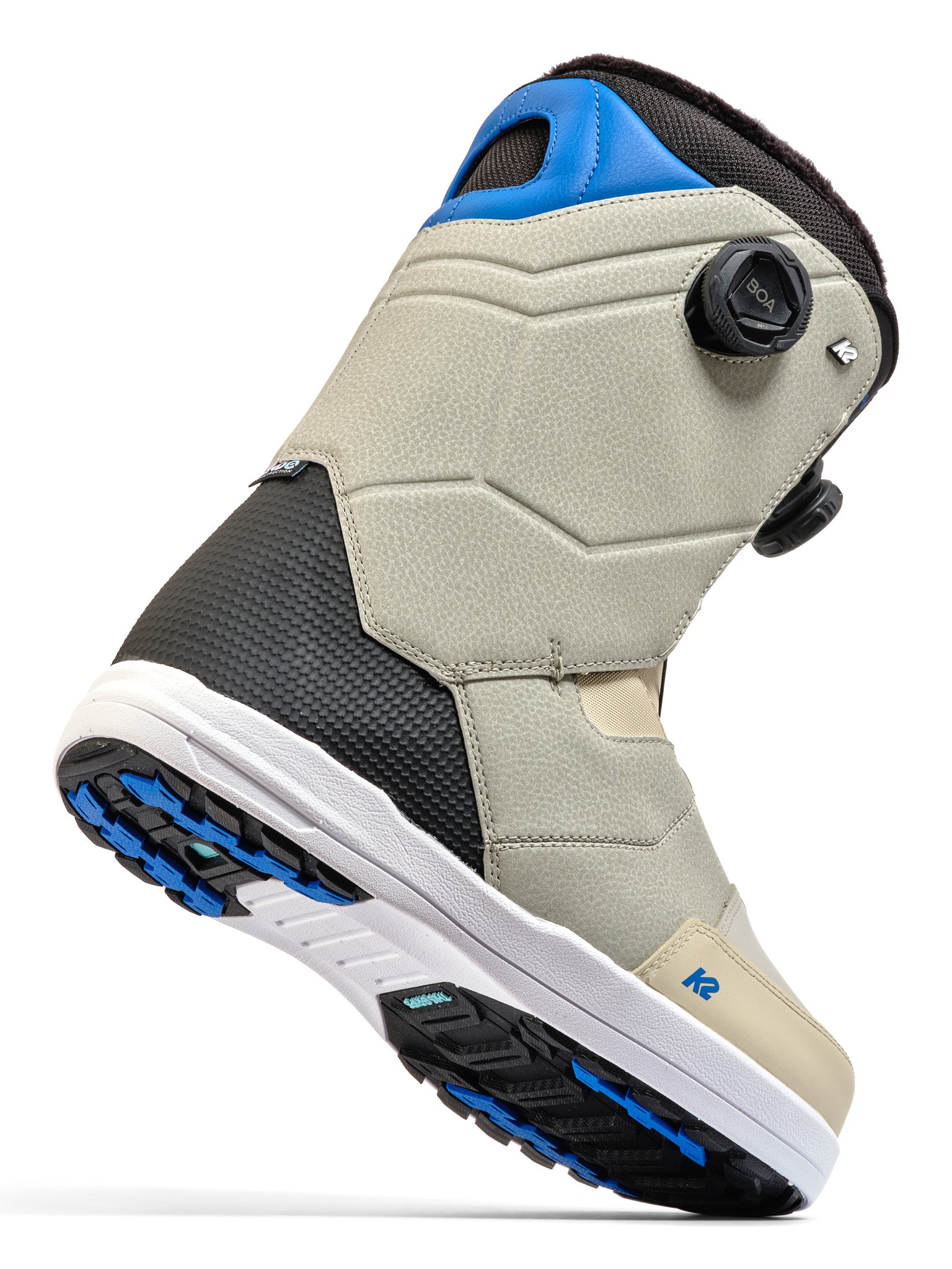 K2 Maysis 2025 snowboard boots feature a beige and black color scheme with a visible BOA lacing system.