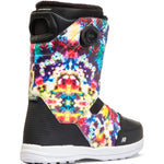 Vibrant, tie-dye K2 Maysis snowboard boots feature a black cuff and BOA lacing system.